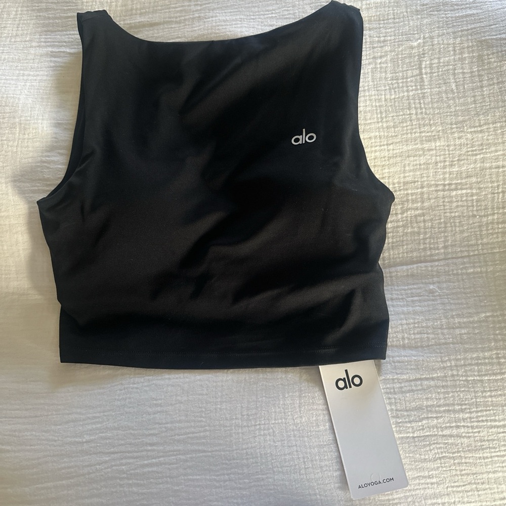 ALO Yoga Black Cropped Tank Top